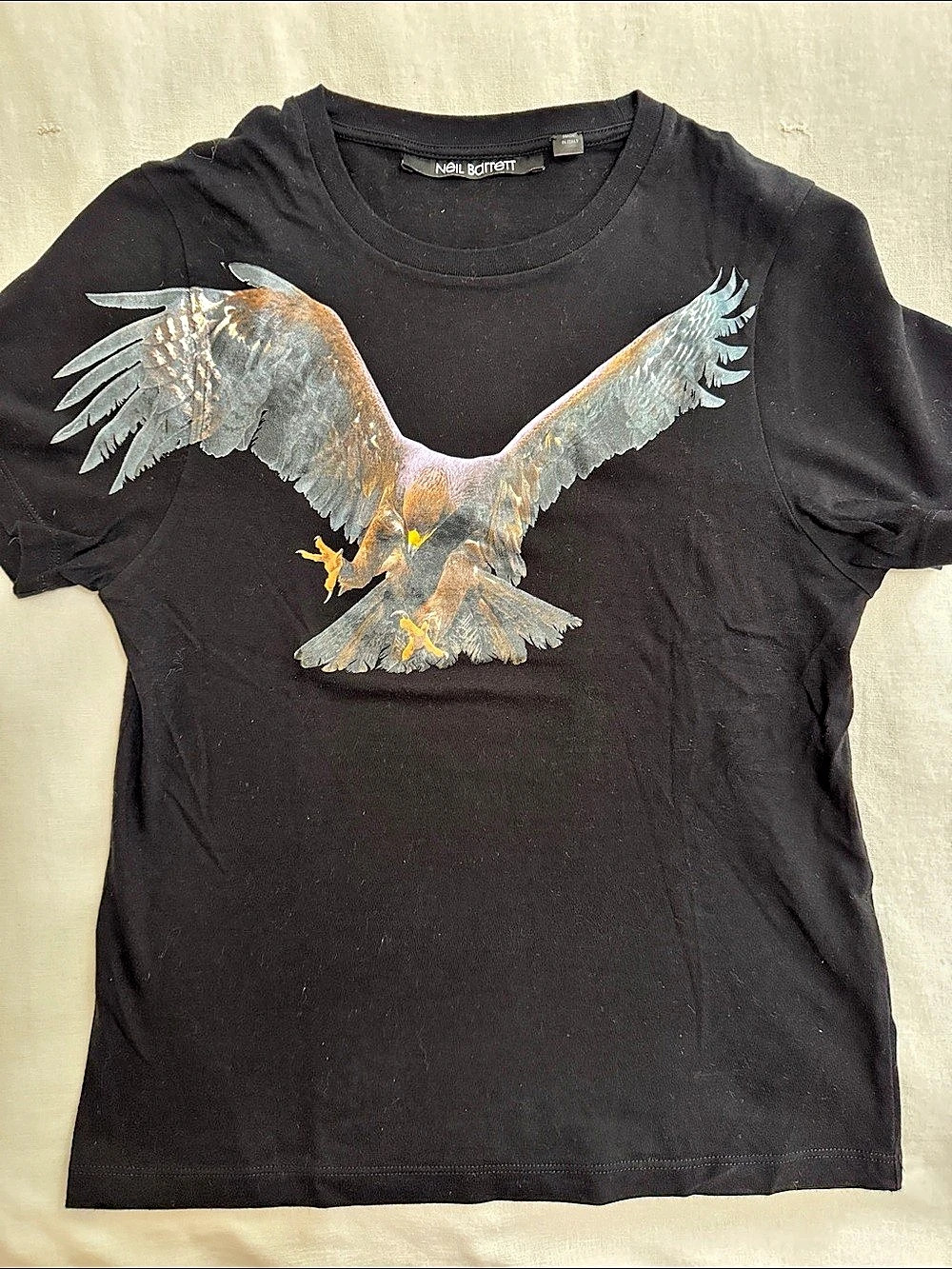 Neil Barrett Eagle Graphic Short Sleeve Tee in Black